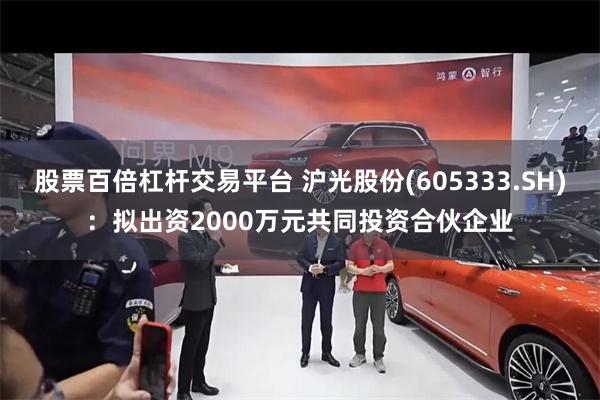股票百倍杠杆交易平台 沪光股份(605333.SH)：拟出资2000万元共同投资合伙企业